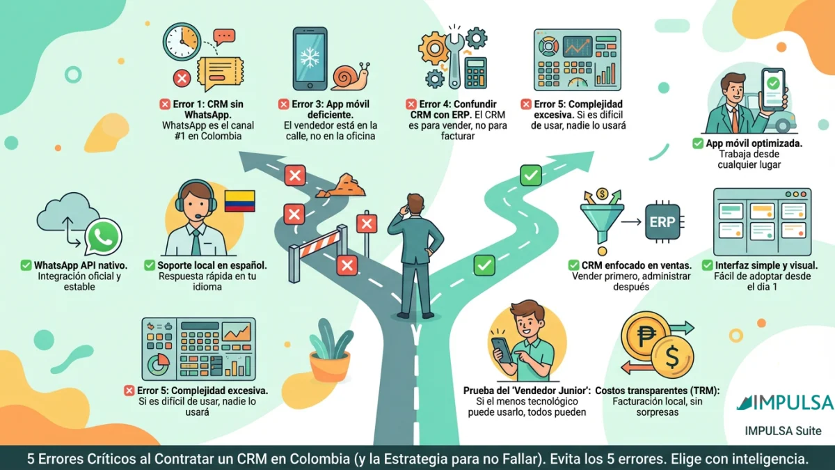 5 Errores Críticos al Contratar un CRM en Colombia (y la Estrategia para no Fallar)