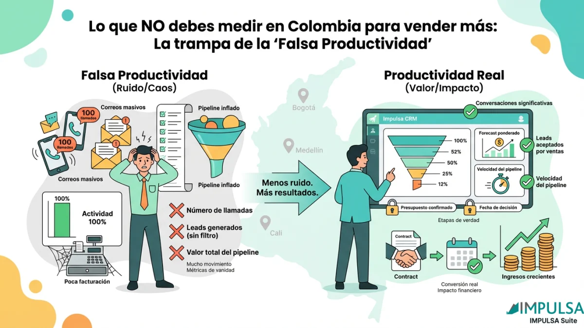 Lo que NO debes medir en Colombia para vender más: La trampa de la "Falsa Productividad"